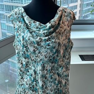 Classiques Entier, silk shell, abstract animal print, ivory/turquoise/brown, XL